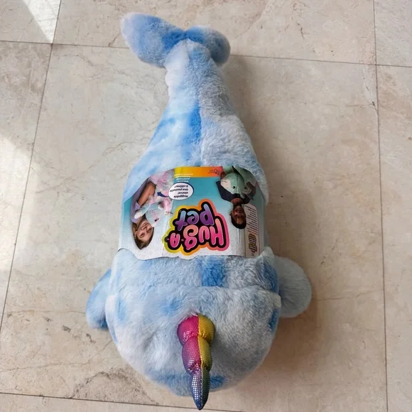 Hug-A-Pet Blue Narwhal Whale Plush Toy with Rainbow Horn - Picture 3 of 8